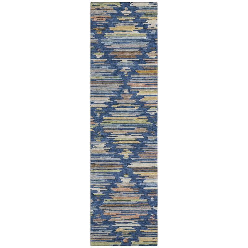 Machine Washable Indoor/ Outdoor Modern Trellis Chantille Rug