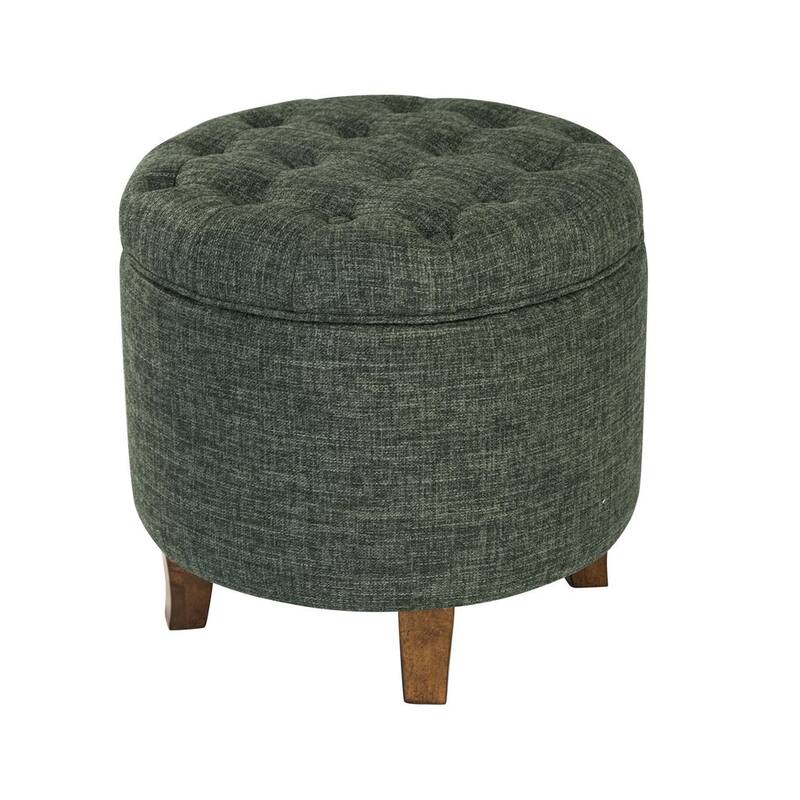 Carson Carrington Hare Button-tufted Round Storage Ottoman