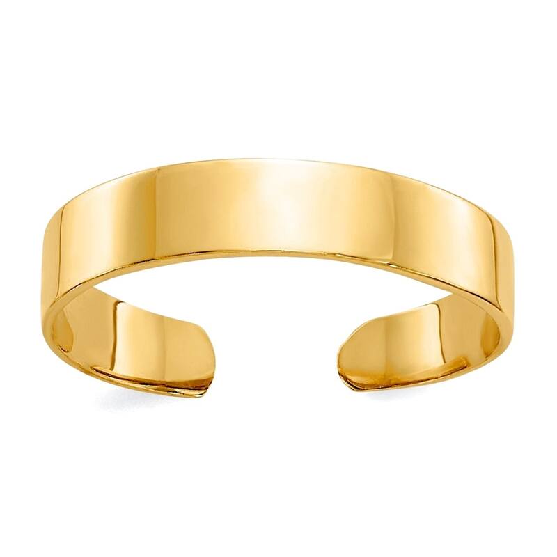 Curata Solid 14 karat Yellow or White Gold 6mm Flat Wide Polished Band Toe Ring - Yellow Gold - Yellow
