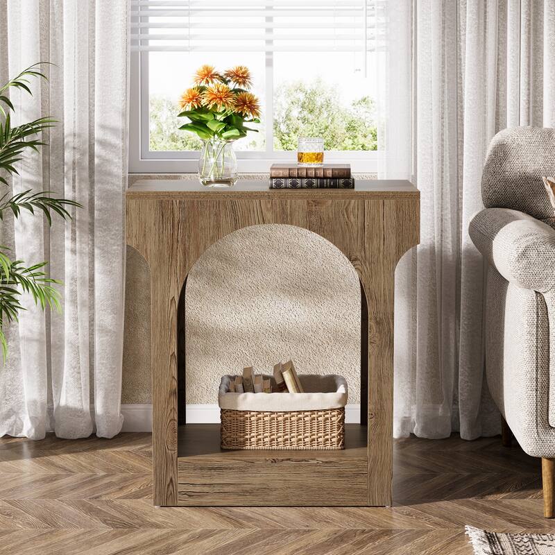 2 Tier Wood End Side Table with Storage Space for Living Room / Bedroom