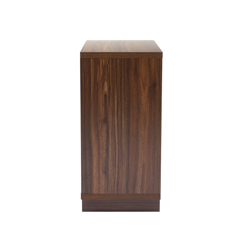Wood Accent Cabinet Sideboard Buffet with Rattan Doors