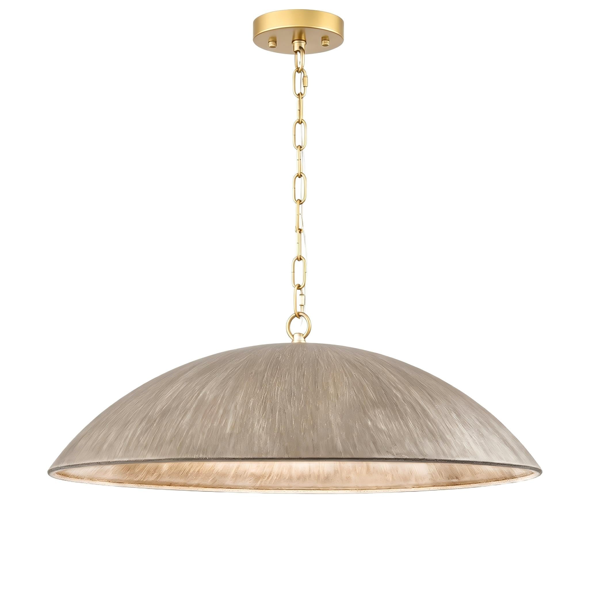 23.6" Vintage Industrial Gold Adjustable Pendant Light with Hand-Crafted Distressed Dome Shade for Dining Room