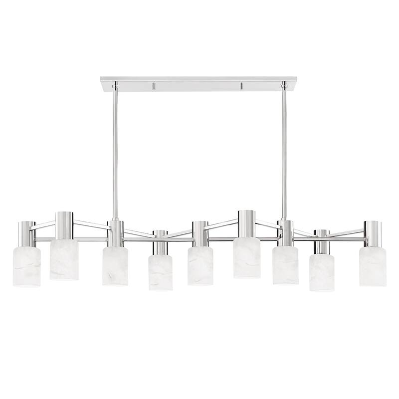 Hudson Valley Centerport 9-Light Island Light with Alabaster Shade - Polished Nickel