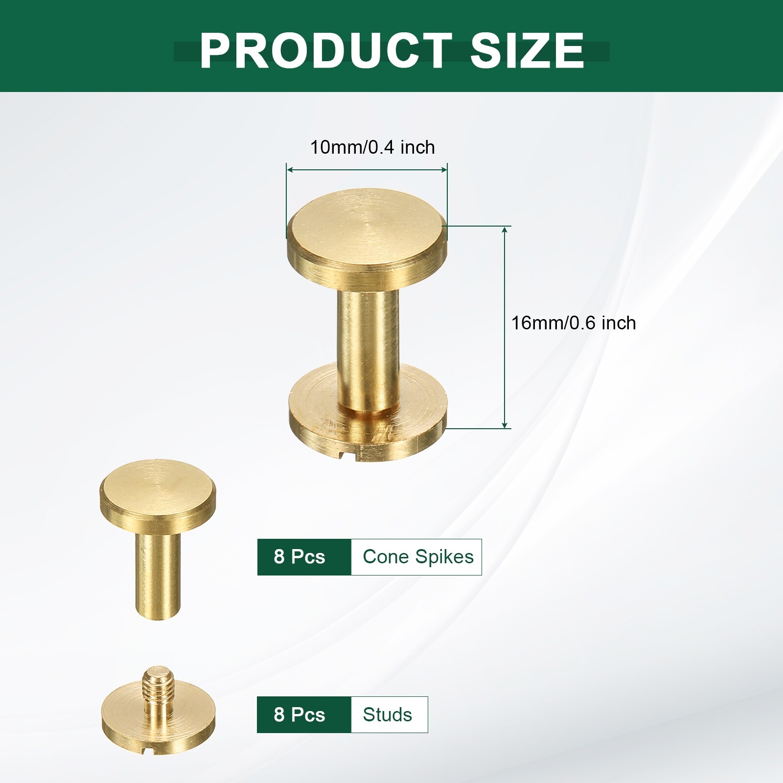 Brass Chicago Screws Flat Head Screw Binding Rivets Post Nail Stud Rivets Fastener for DIY Leather Craft Belt Purse