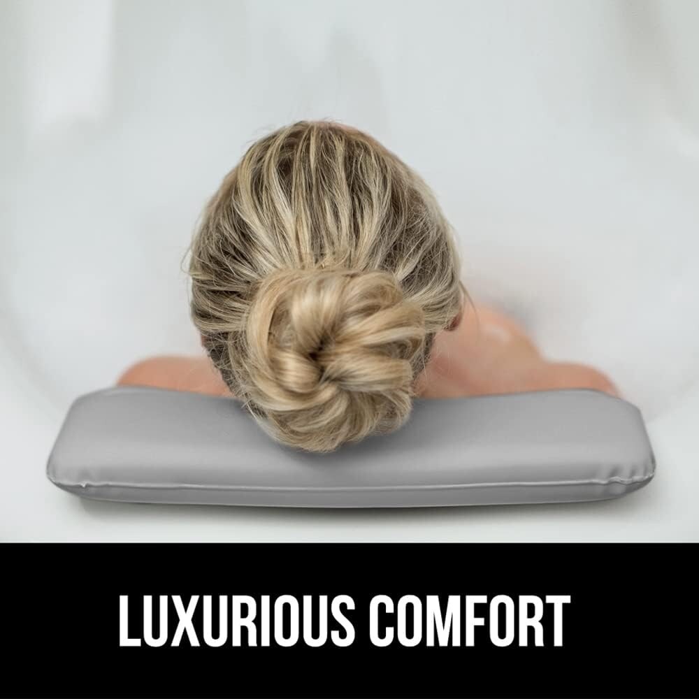 Bathtub Pillows for Neck Head and Back Support Grip Bath Pillow for Curved or Straight Tub Suction Waterproof Headrest Grey