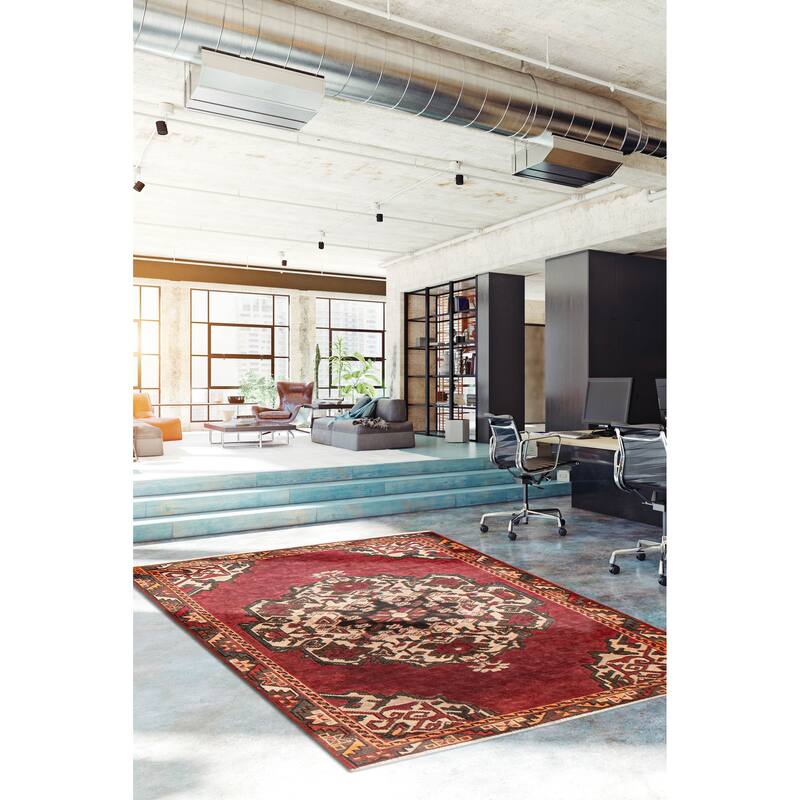 ECARPETGALLERY Hand-knotted Anadol Red Wool Rug - 4'2 x 6'3