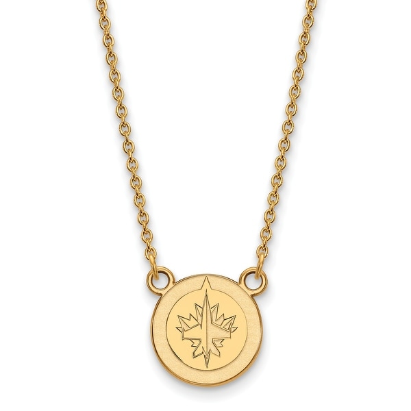 14K Yellow gold NHL LogoArt Winnipeg Jets Small Pendant with Necklace by Versil - Overstock ...