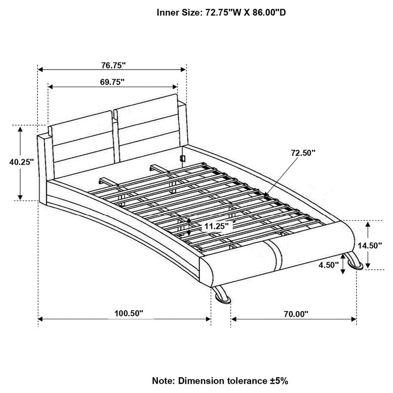 Jeremaine Contemporary Upholstered Sleigh Bed Black