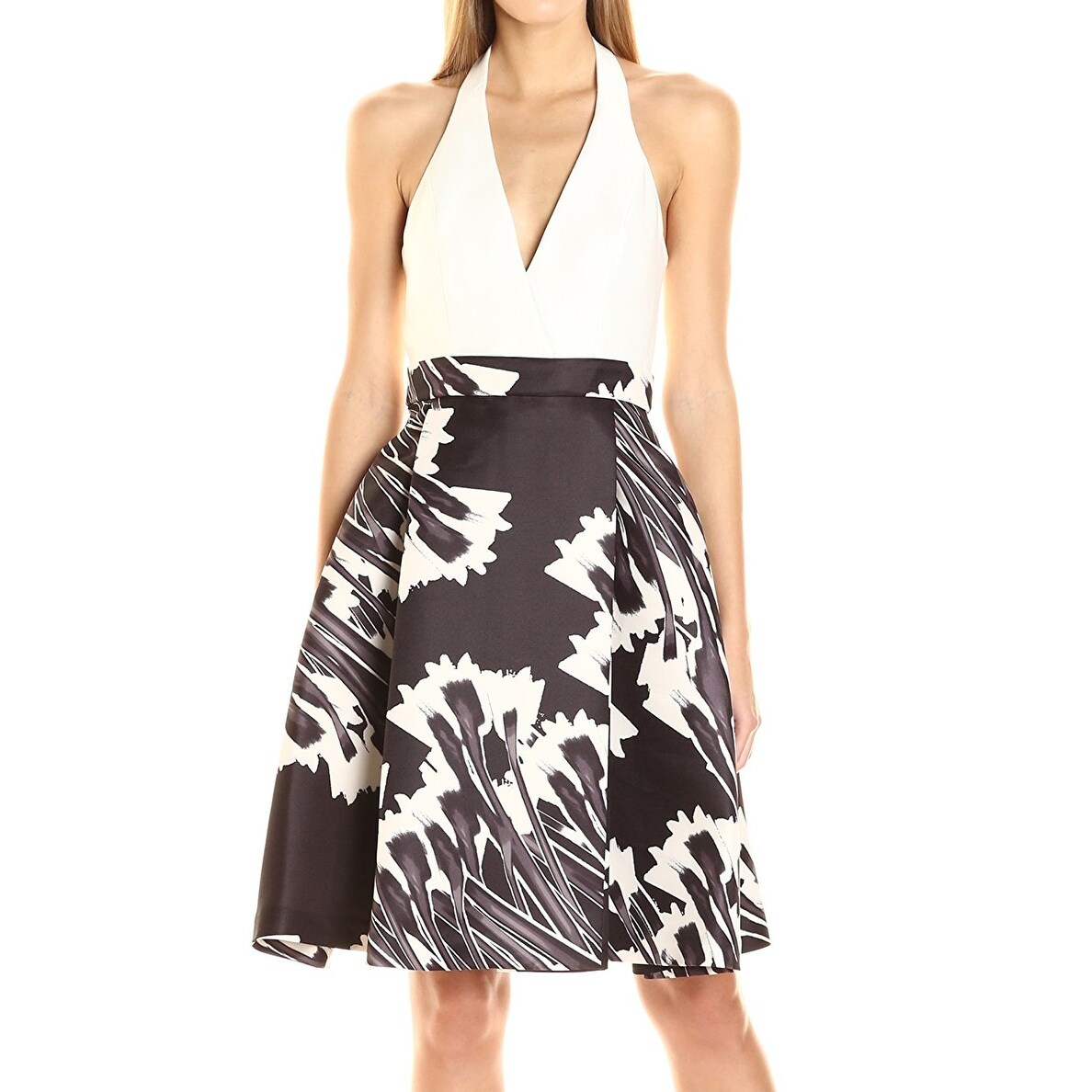 halston heritage black and white dress