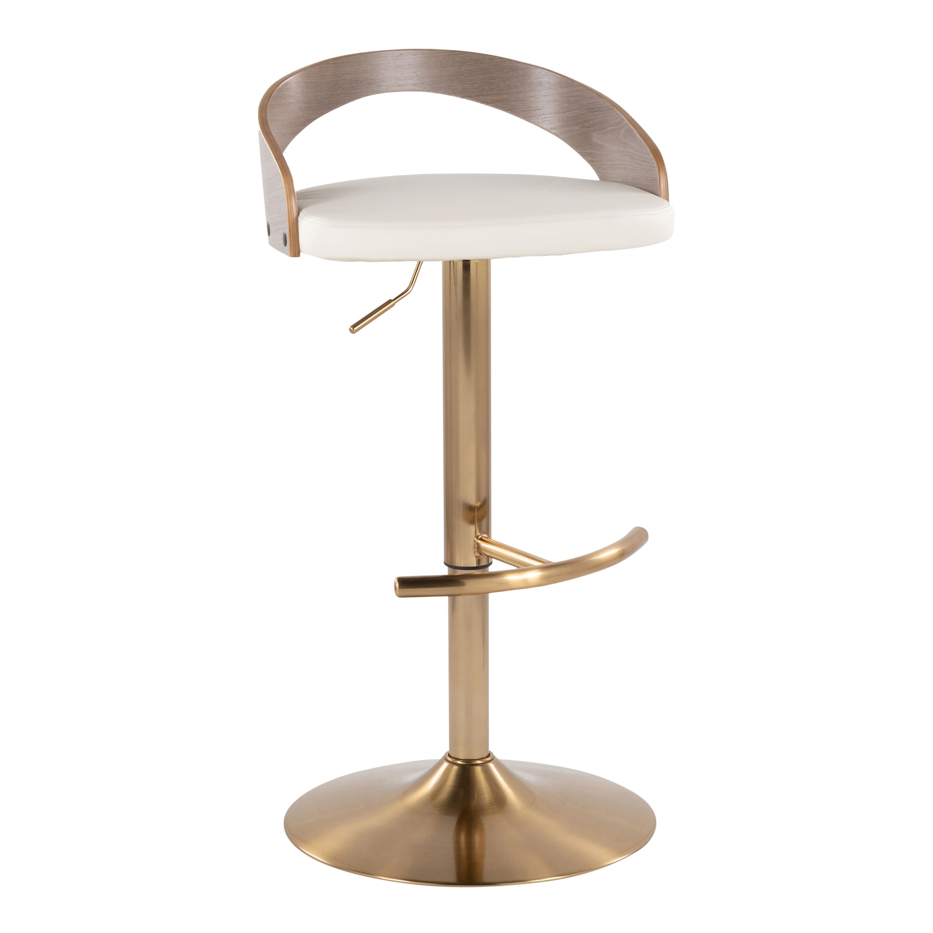 Option White PU/Light Grey Wood/Gold Metal