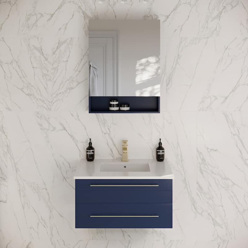 Fresca Lucera 30" Wall Mounted Single Basin Vanity Set with Cabinet,