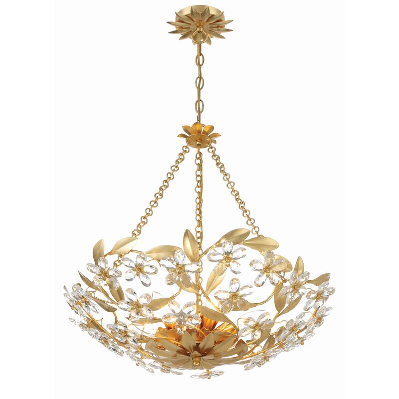 Marselle 6 Light Antique Gold Chandelier - 24"W x 6"H x 24"D
