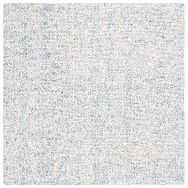 SAFAVIEH Handmade Abstract Euphrasie Modern Wool Rug - 3' Square - Light Blue/Ivory