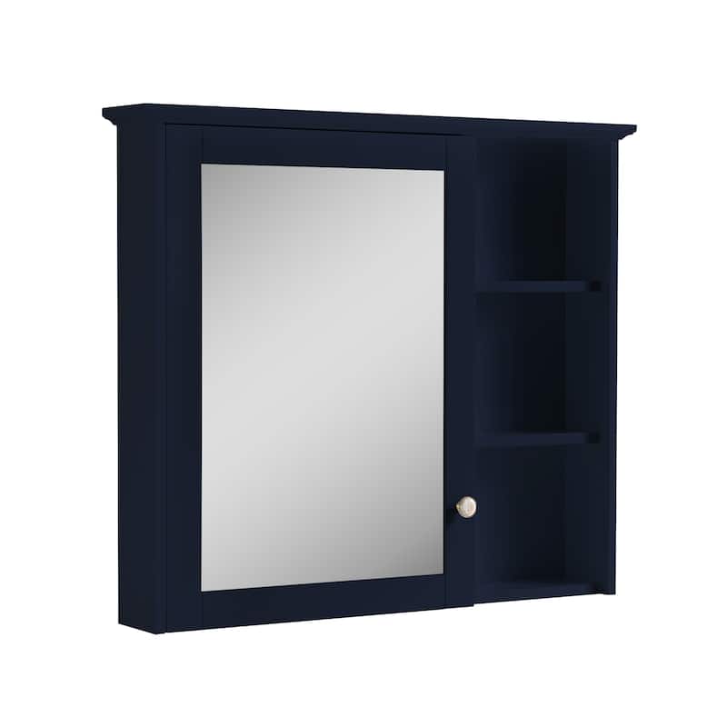 Modern Surface Mount Solid Wood Framed Medicine Cabinet With Mirror and Shelves