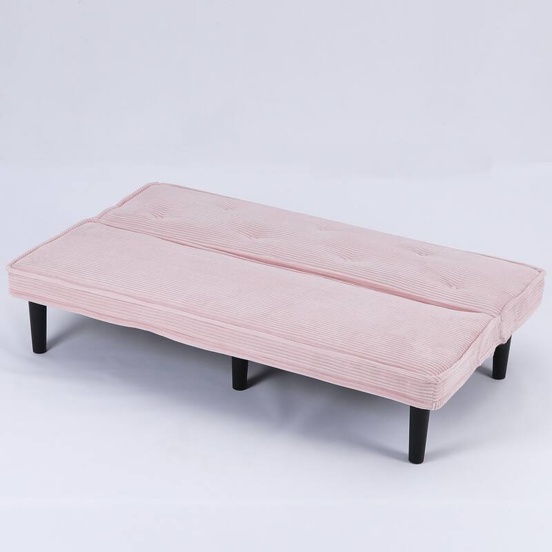 This 66-inch corduroy sofa bed can switch between the two comfortable forms