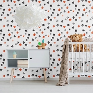 Orange and Black Circles Baby Peel and Stick Removable Wallpaper 6268 ...