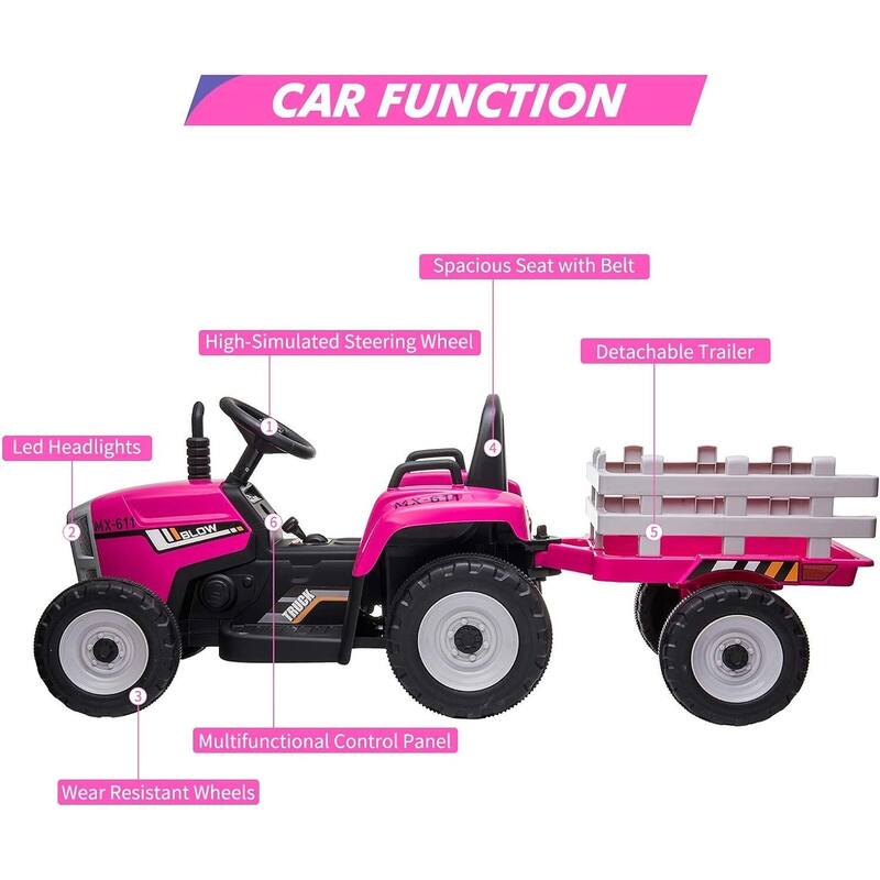 12V Ride on Tractor with Trailer & Remote Control