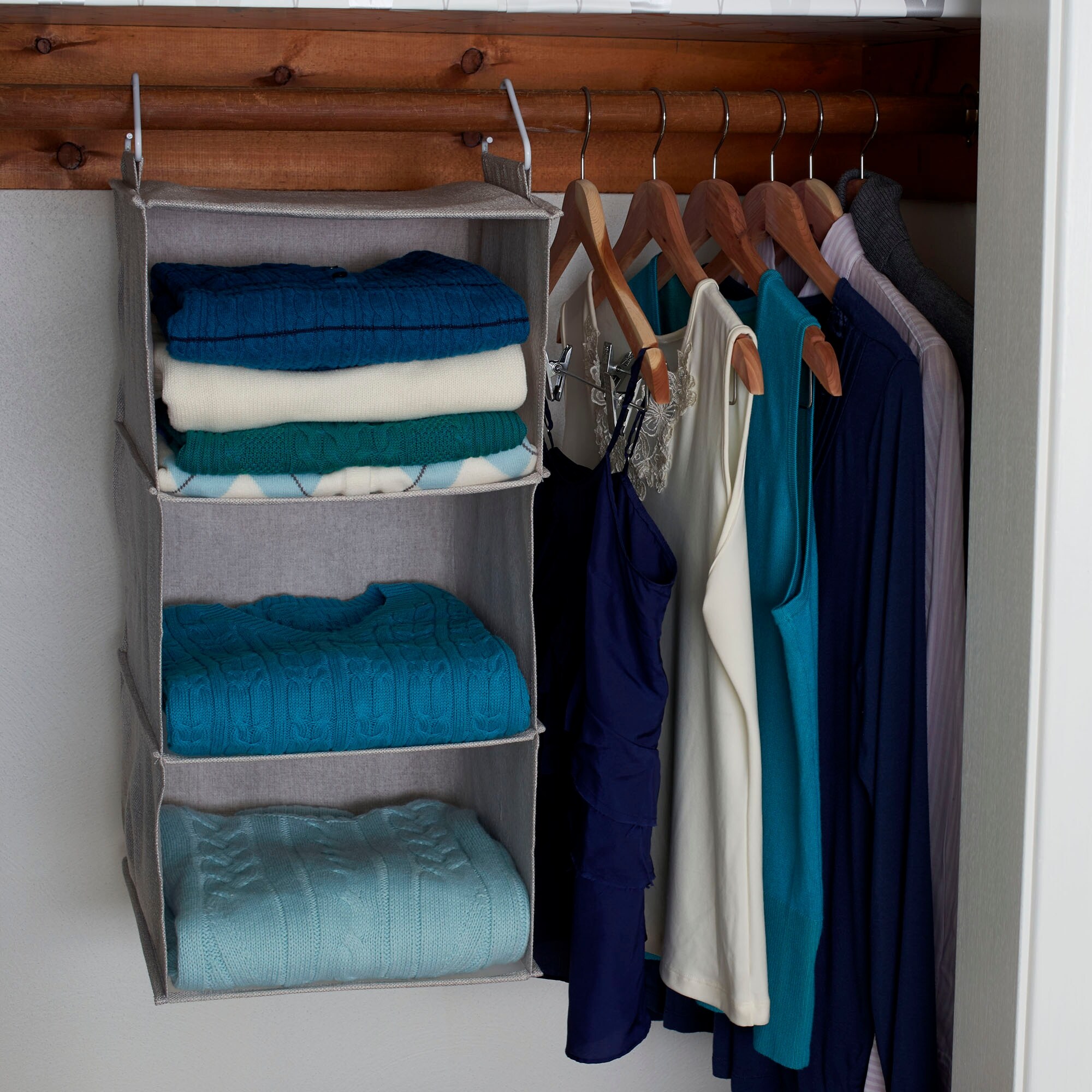 Canvas hanging closet organizer sales