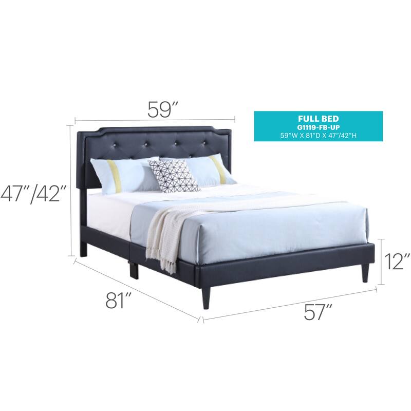 Sleek Black Full Bed with Adjustable Headboard
