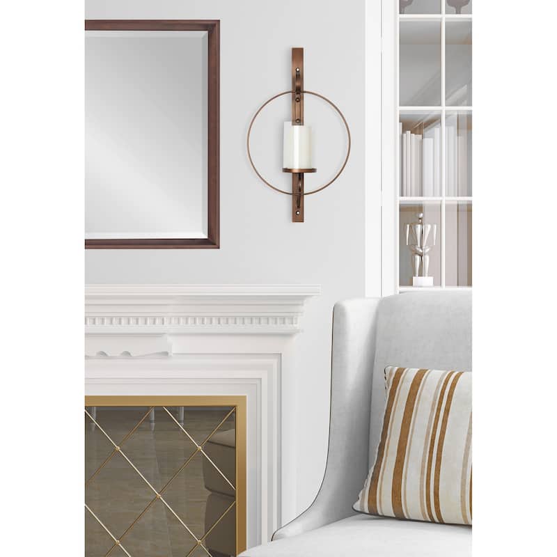 Kate and Laurel Doria Round Glass and Metal Wall Sconce - 12x22