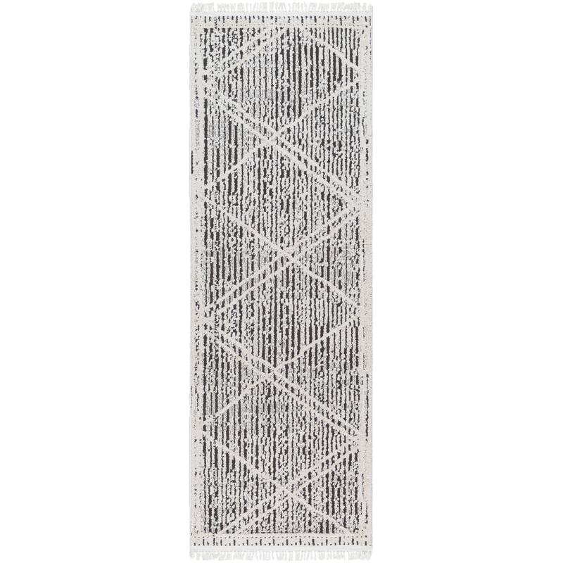 Livabliss Bohemian & Eclectic Berlin Graphic Area Rug - 2'7" x 7'3" - Cream/Black