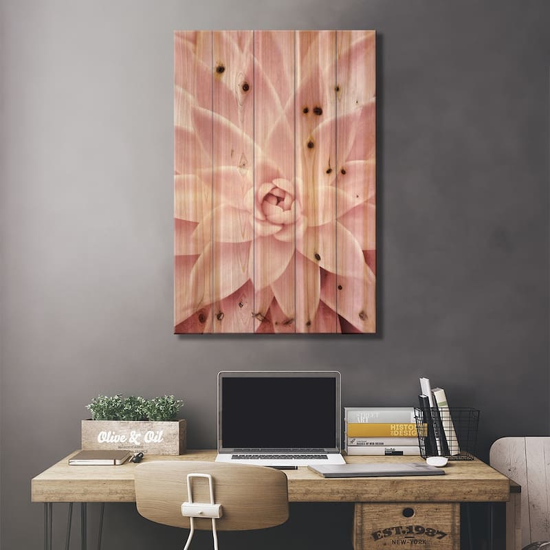 Pink Succulent Print On Wood by Sisi & Seb - Multi-Color