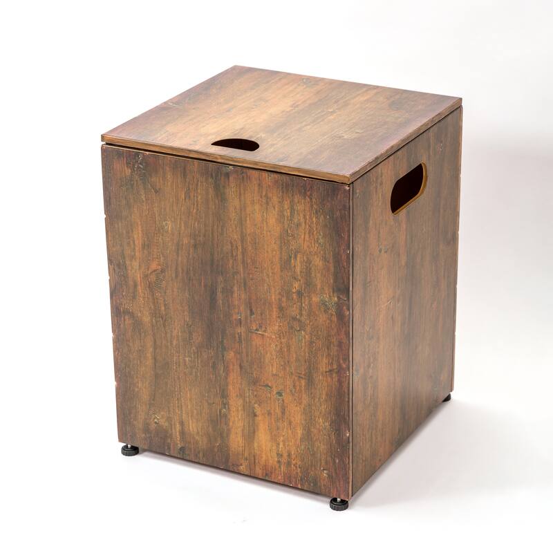 Anmytek Imitation Wood Grain Propane Tank Cover, Rustic Farmhouse Outdoor Patio Heater Tank Enclosure with Hinged Lid