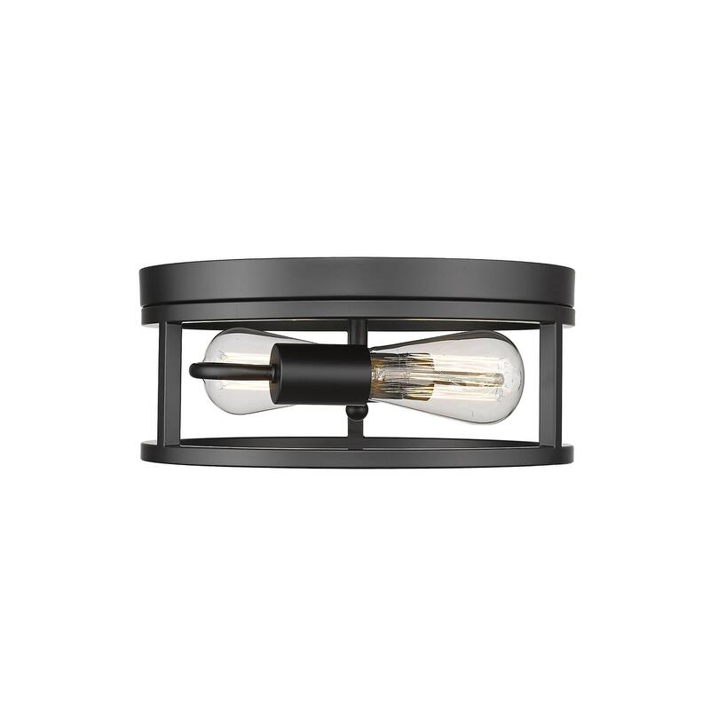 2-Light Black Metal Flush Mount