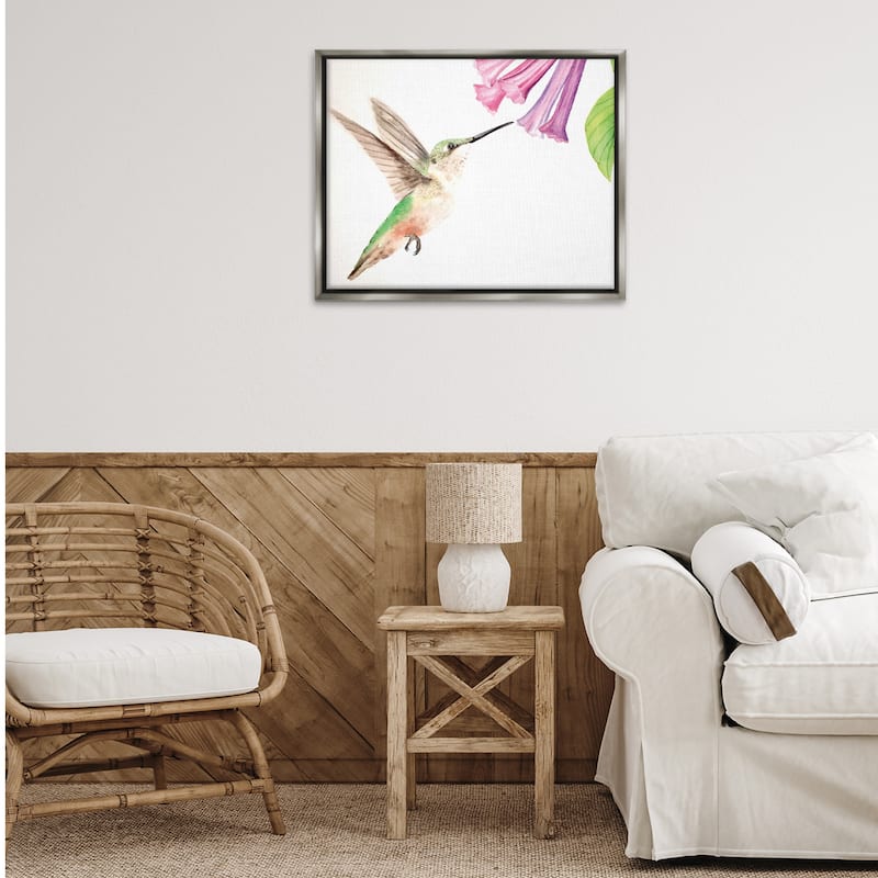 Stupell Hummingbird & Bluebell Flower Framed Floater Canvas Wall Art Design By Stephanie Fielden