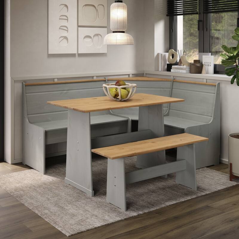 OSHOME Model COG805 Solid Pine Corner Dining Booth in Corona Gray