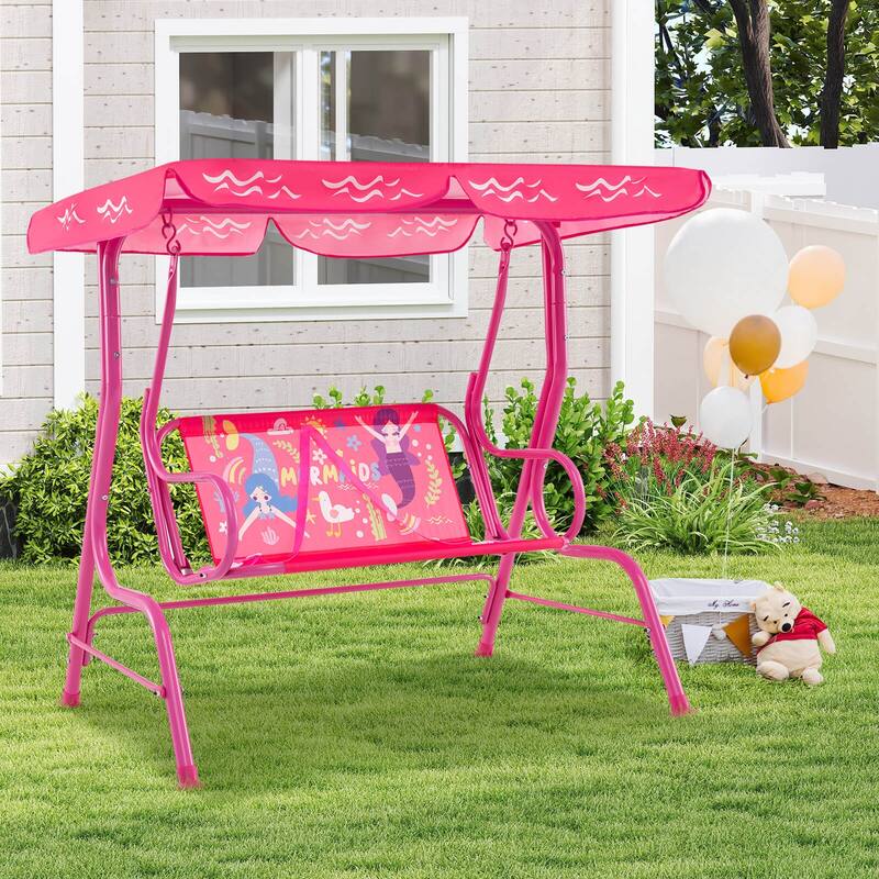 Costway 2-Seater Toddler Porch Swing Chair with Metal Stand Adjustable - See Details