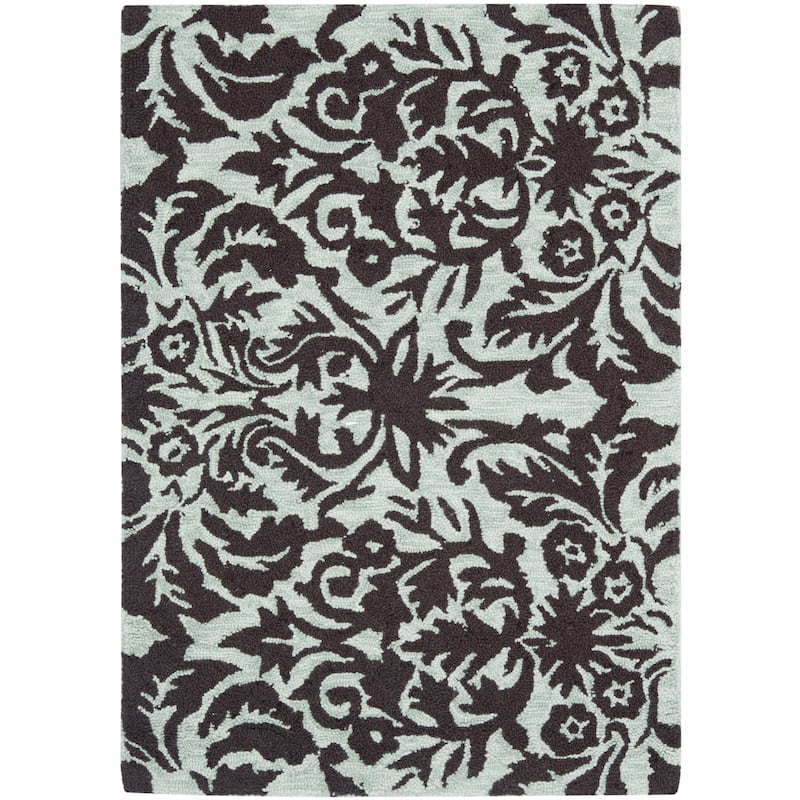 SAFAVIEH Handmade Chelsea Duschka French Country Wool Rug - 1'8" x 2'6" - Sage/Chocolate