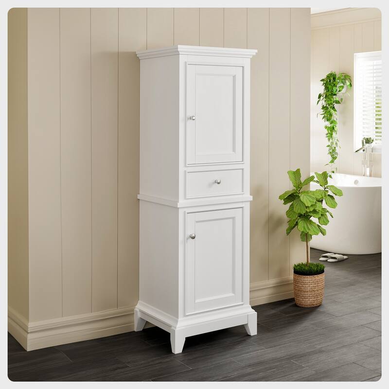 Eviva Elite Stamford 24" White Freestanding Linen Cabinet - Wood Finish