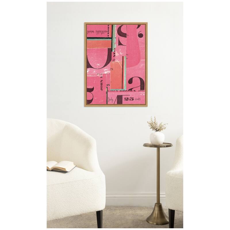 Kate and Laurel Typography Pink FC by Felicia Dadak Framed Canvas Wall Art Print