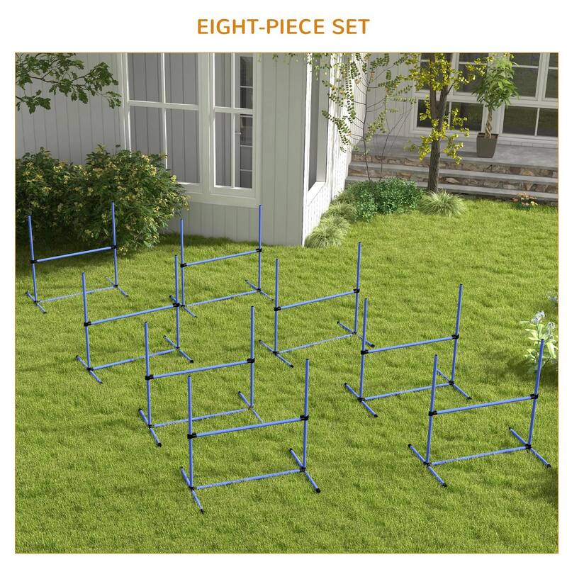 8-PCS Dog Agility Set with Adjustable Height Jump Bars, Carry Bag