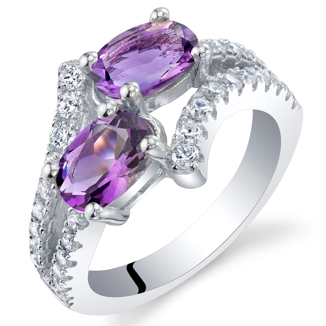 Oravo Sterling Silver 1.5 ct Amethyst Birthstone Ring