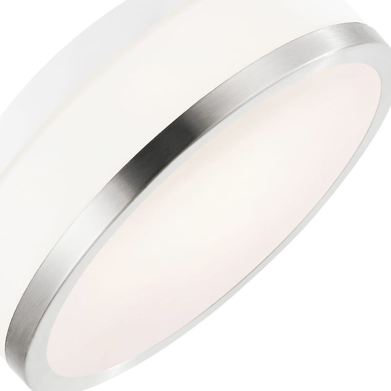 Frosted 1 Light Drum Shade Flush Mount With Satin Nickel Finish - Satin Nickel