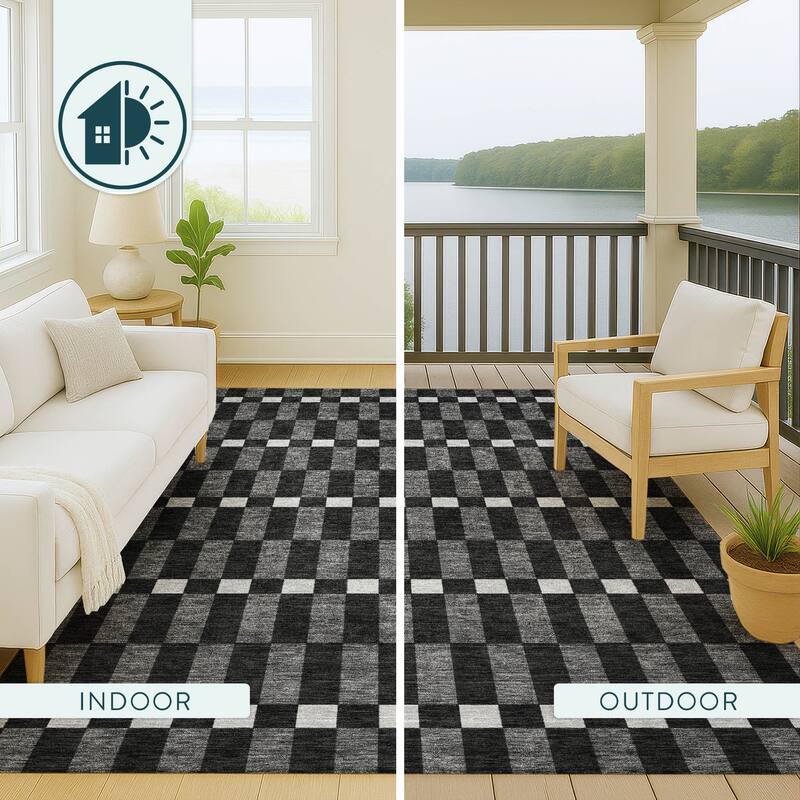 Machine Washable Indoor/ Outdoor Modern Augusta Chantille Rug