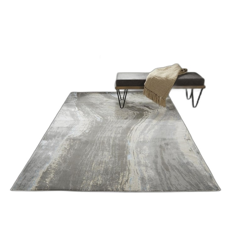 Zaxiw Abstract Stain Resistant Area Rug By HomeRoots - 5' x 8'
