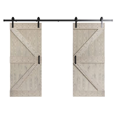 Coast Sequoia 72in. x 84in. K Series Embossing DIY Knotty Wood Double Sliding Barn Door With Hardware Kit
