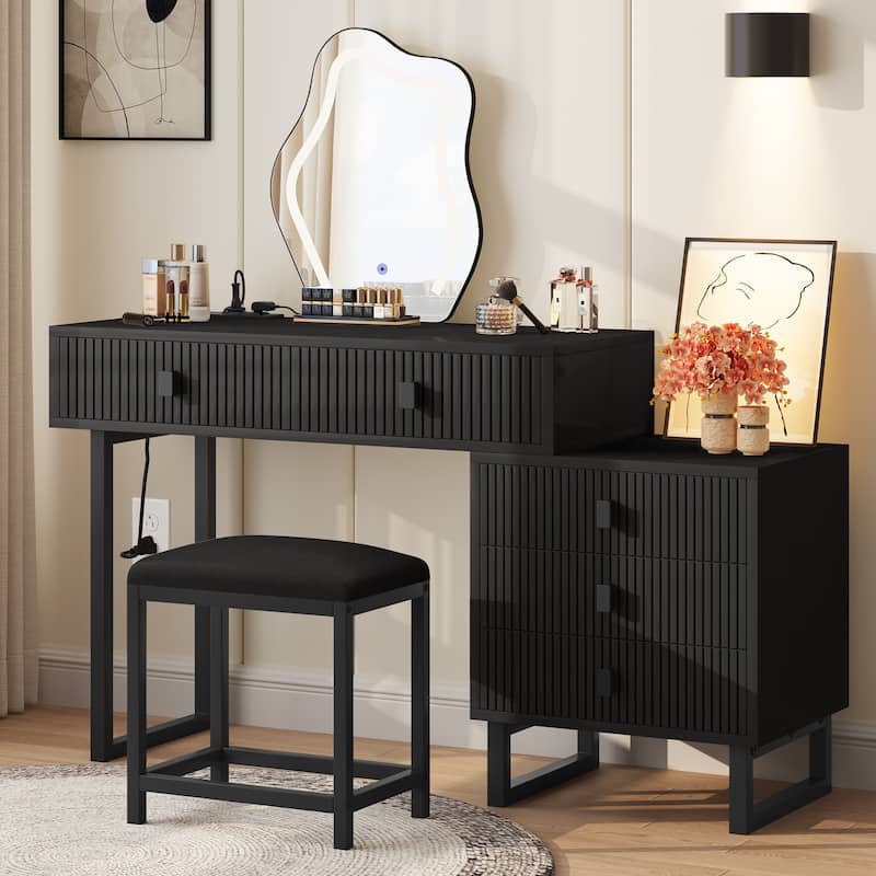 Moasis 46''Makeup Vanity Irregular LED Mirror Vanity Desk
