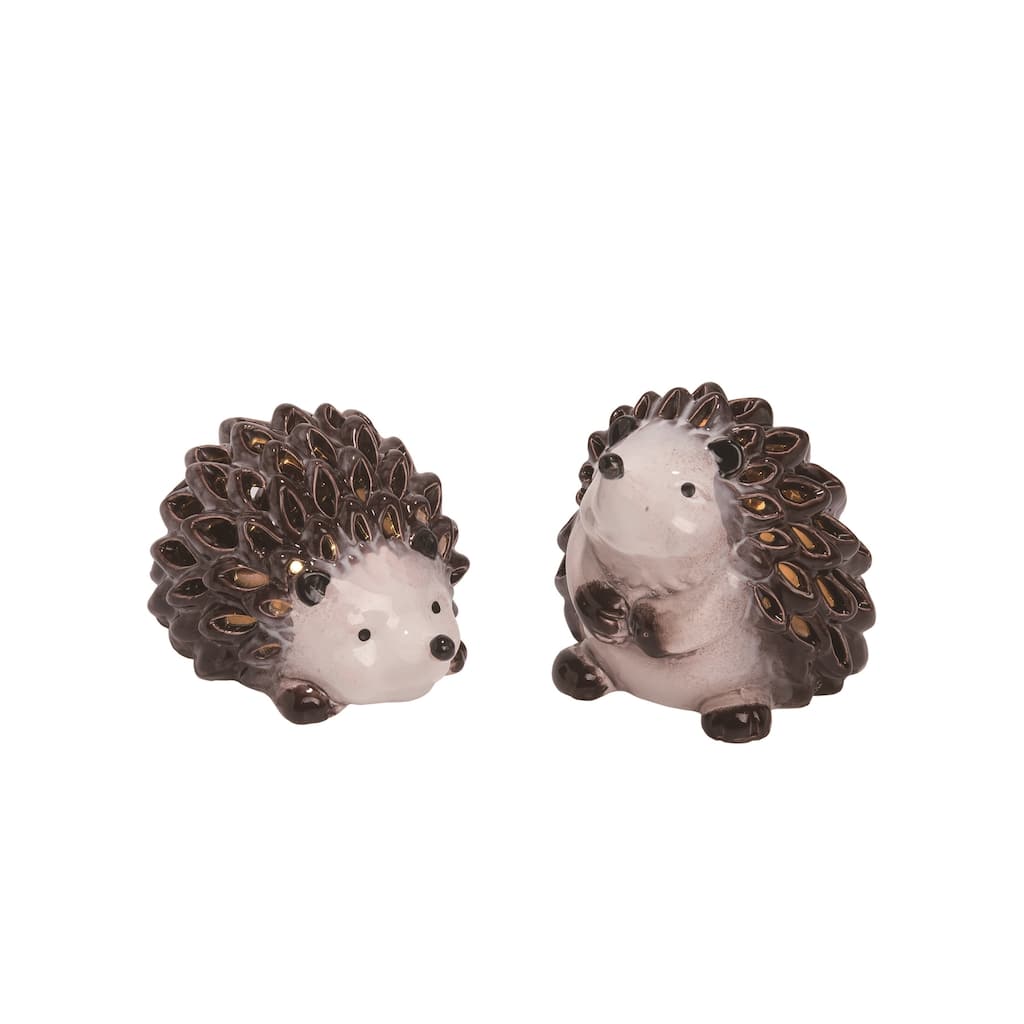 Transpac Ceramic Light Up Hedgehog Set of 2 Spring Home Decorations