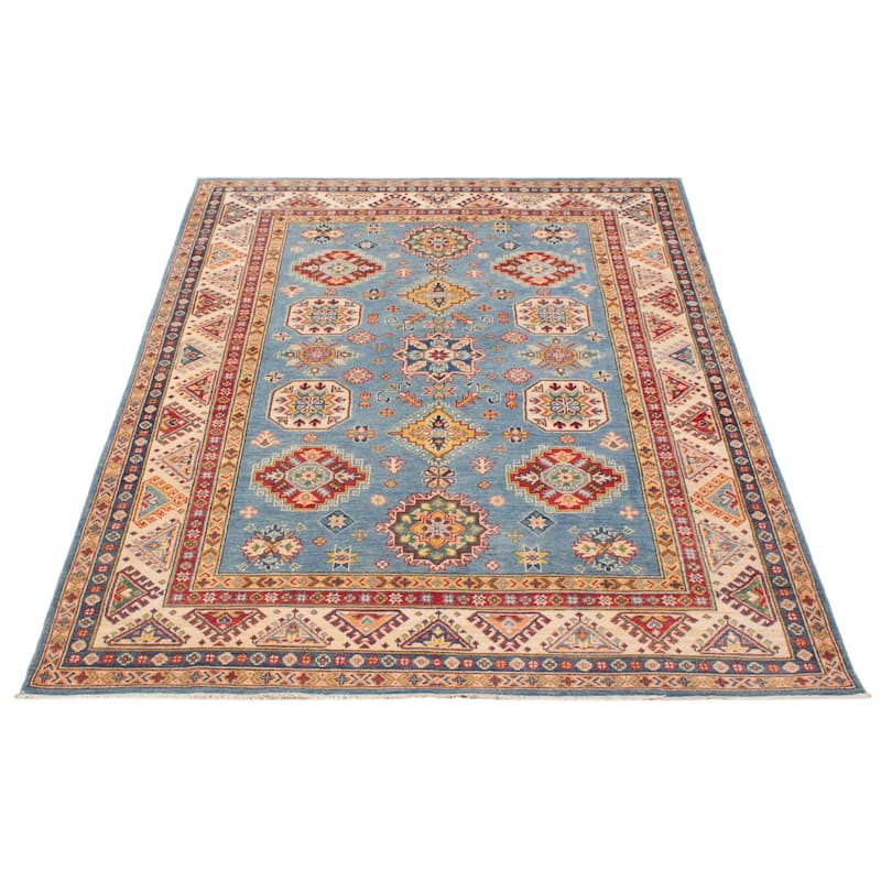 ECARPETGALLERY Hand-knotted Uzbek Ghazni Denim Blue Wool Rug - 5'11 x 8'1