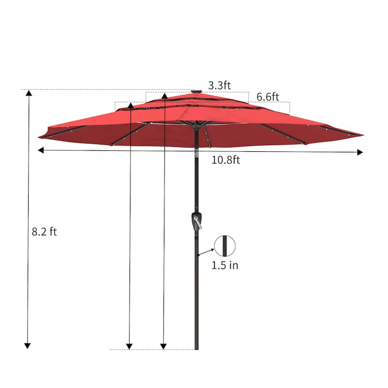 Clihome 11-Ft Outdoor Umbrella Patio UV Protection Umbrella Without Base