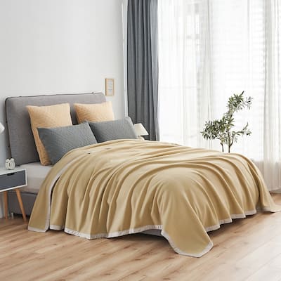 Lightweight Blanket with Satin Trim
