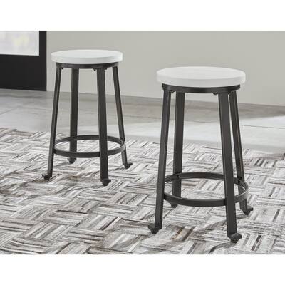 Signature Design by Ashley Challiman White/Black Stool Set of 2