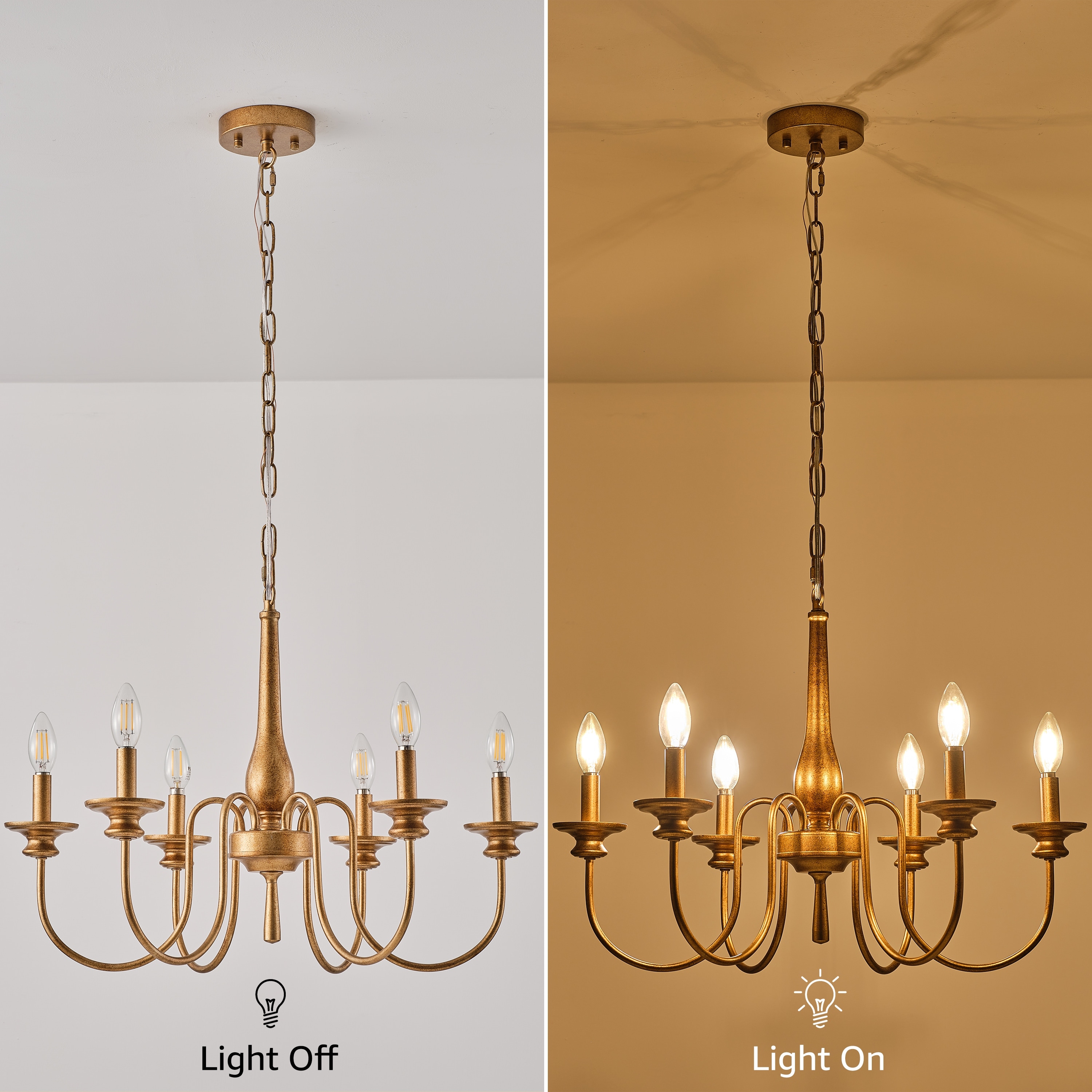 Starsky 6-Light Dimmable Vintage Candle Style Chandelier - Bed