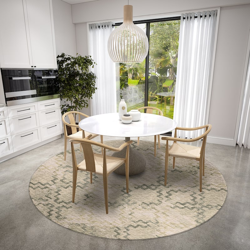 Indoor/ Outdoor Yuma Morroccan Washable Rug - 8' x 8' - Green