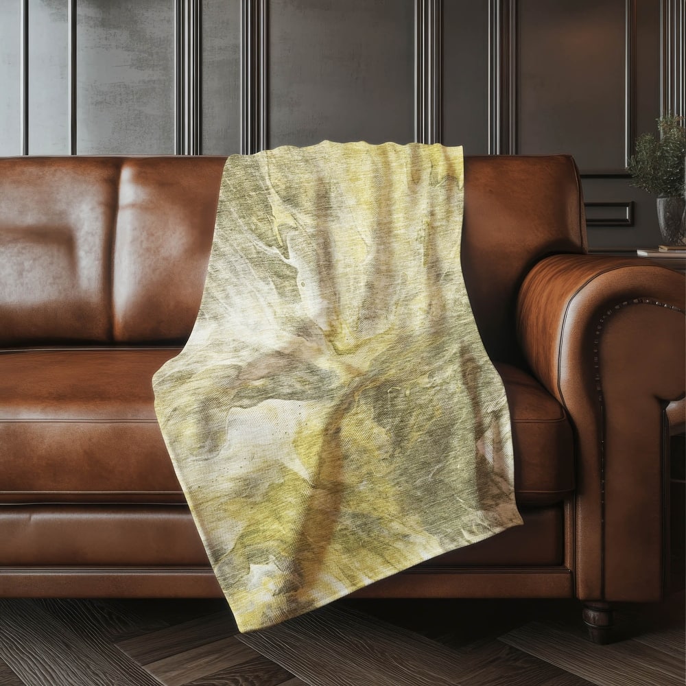 Premium Machine Washable Abstract Watercolor Sherpa Throw Blanket