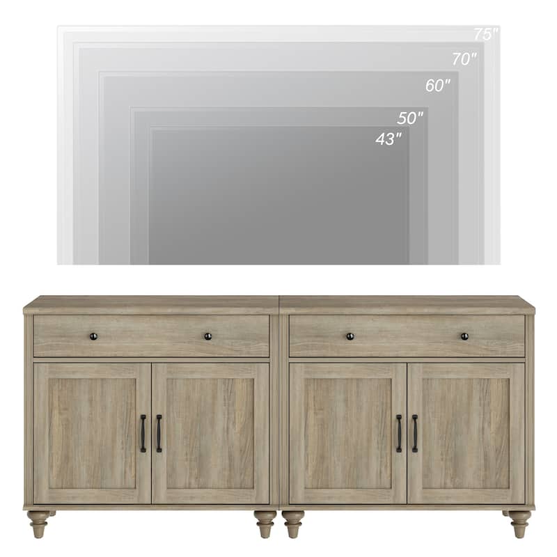 Farmhouse TV Stand for 75 inch TV, TV Console with Storage